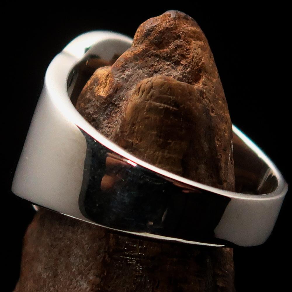 Mirror polished Men's Sterling Silver Initial Ring one bold Letter O - BikeRing4u