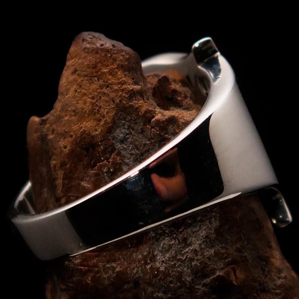 Mirror polished Men's Sterling Silver Initial Ring one bold Letter P - BikeRing4u