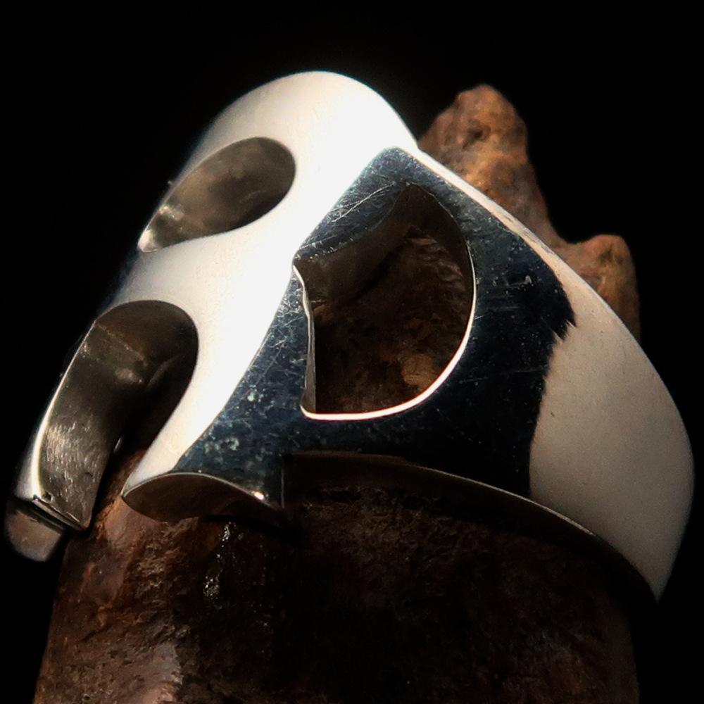 Mirror polished Men's Sterling Silver Initial Ring one bold Letter R - BikeRing4u