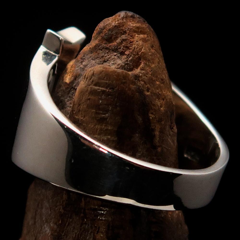 Mirror polished Men's Sterling Silver Initial Ring one bold Letter U - BikeRing4u