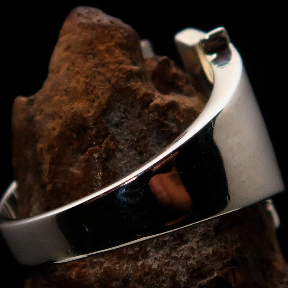 Mirror polished Men's Sterling Silver Initial Ring one bold Letter Y - BikeRing4u