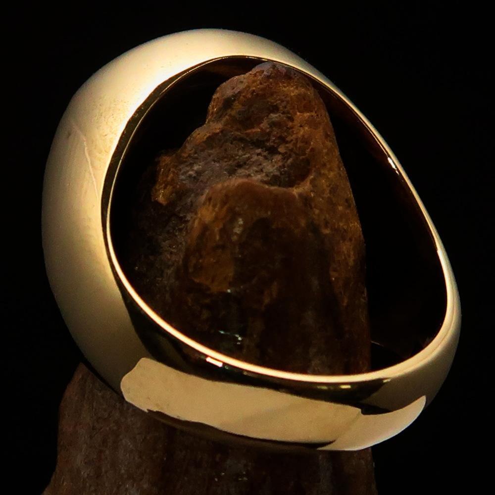 Perfectly crafted Men's Biker Ring Celtic Cross Green - Solid Brass - BikeRing4u