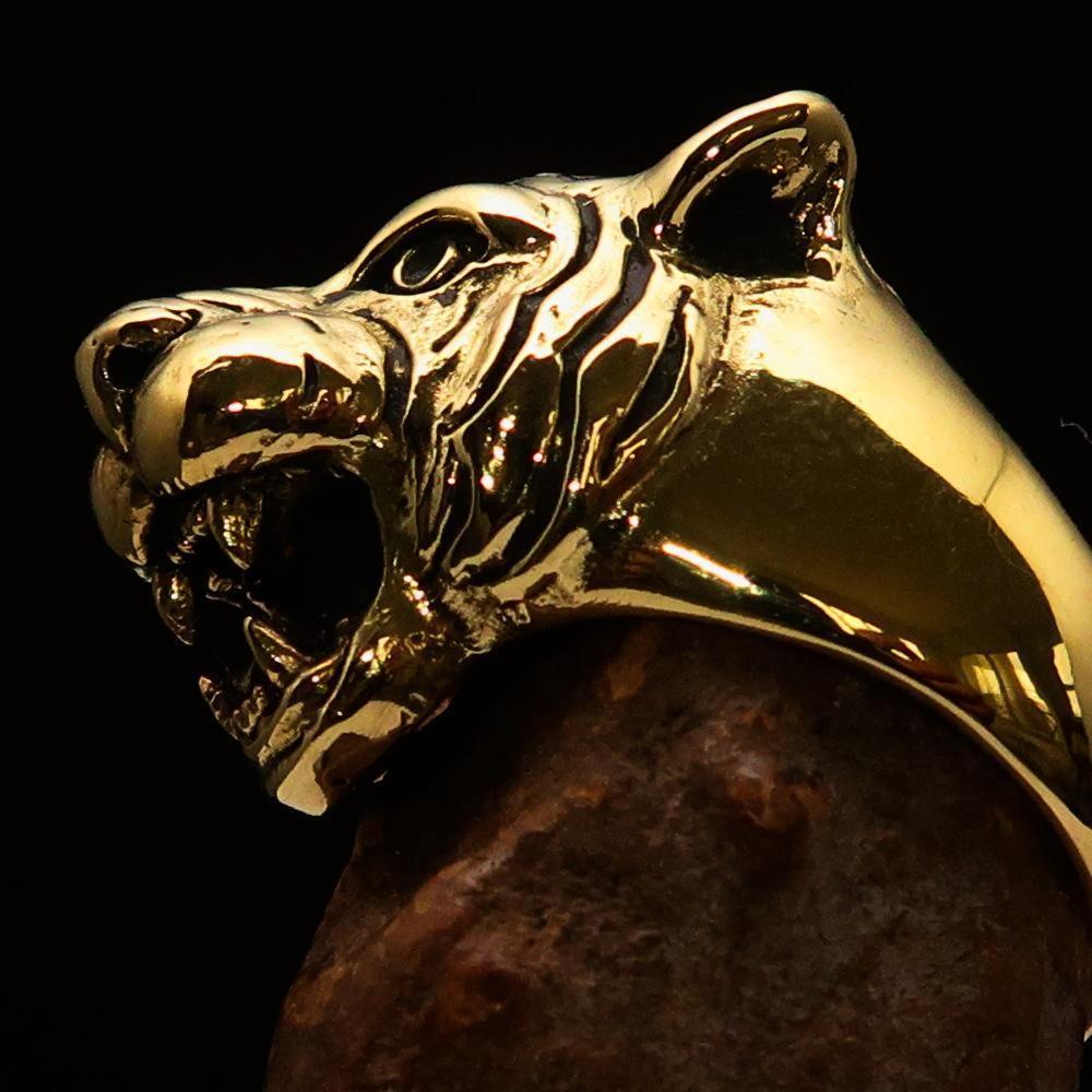 Excellent crafted Animal Ring Tiger Head - Solid Brass - BikeRing4u