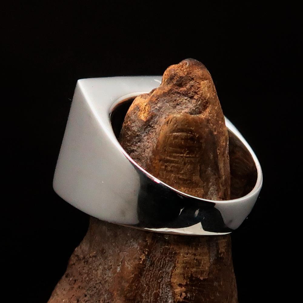 Perfectly crafted Men's Biker Ring Maltese Cross Green - Sterling Silver - BikeRing4u