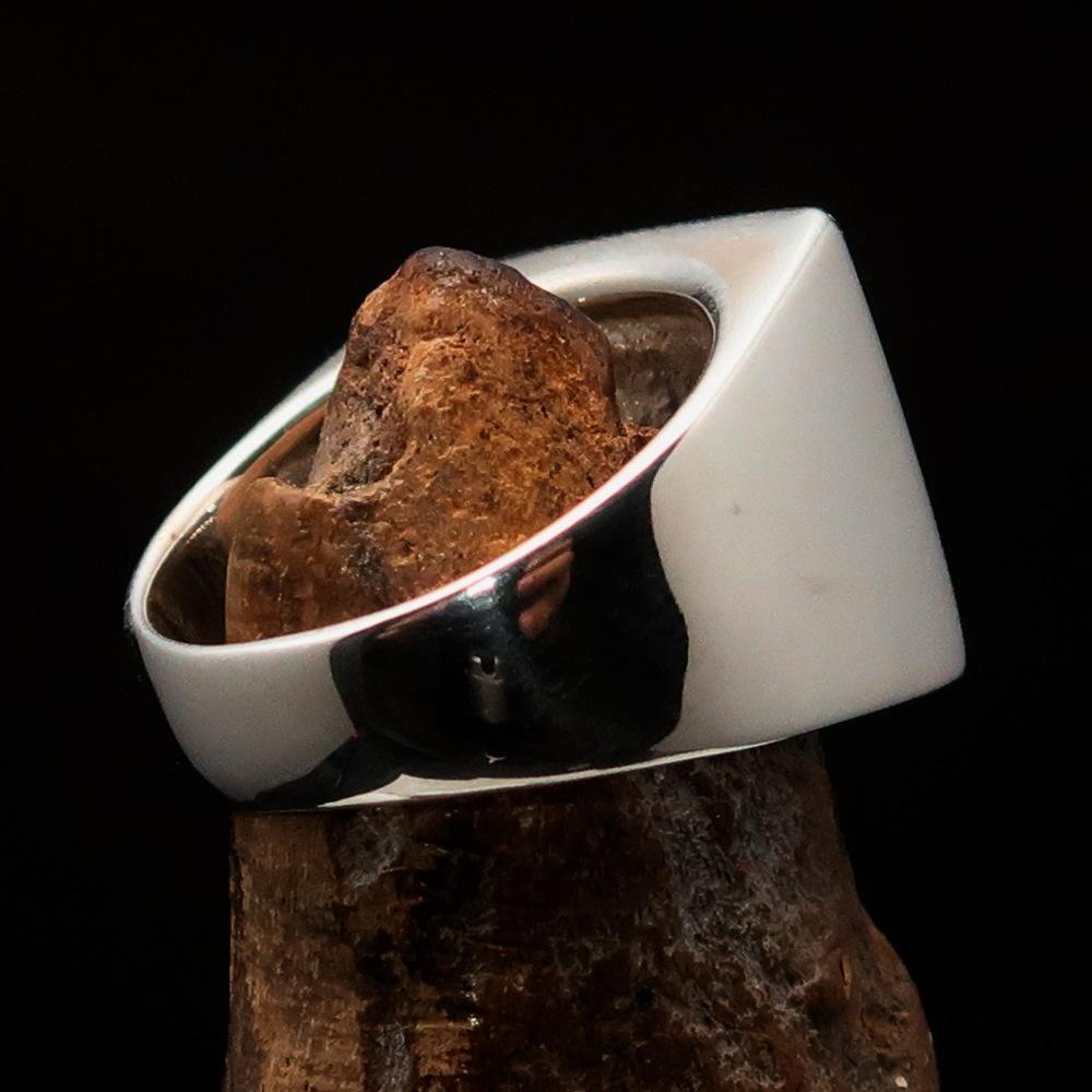 Nicely crafted Men's Knight Ring blue Maltese Cross - Sterling Silver - BikeRing4u