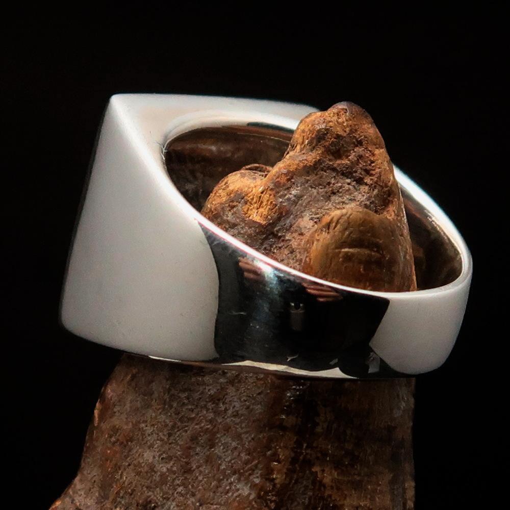 Nicely crafted Men's Knight Ring blue Maltese Cross - Sterling Silver - BikeRing4u