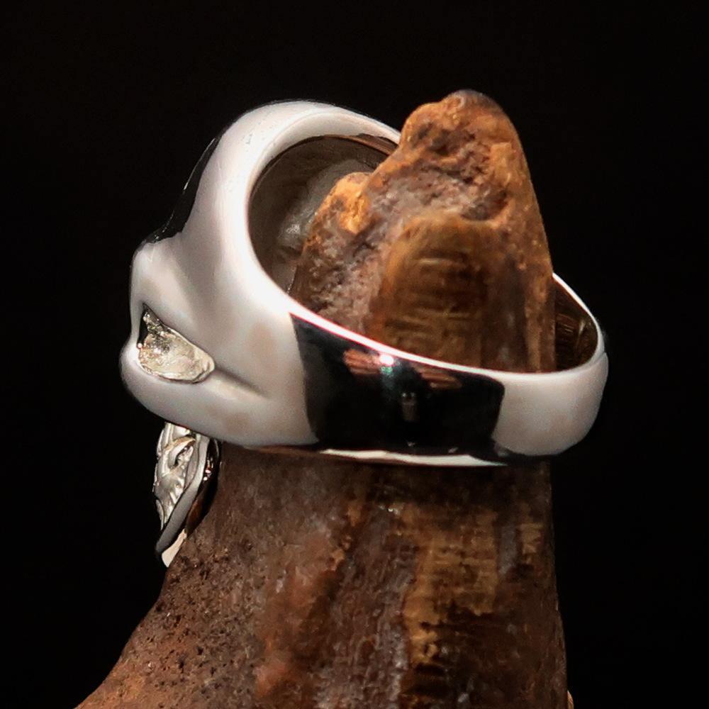 Excellent crafted Men's Skull Ring Blue Eye of Ra - Sterling Silver - BikeRing4u