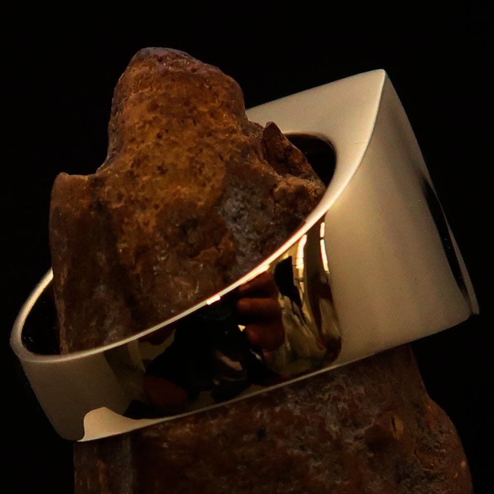 Perfectly crafted Men's Ring Crescent Moon and Star Green - Solid Brass - BikeRing4u