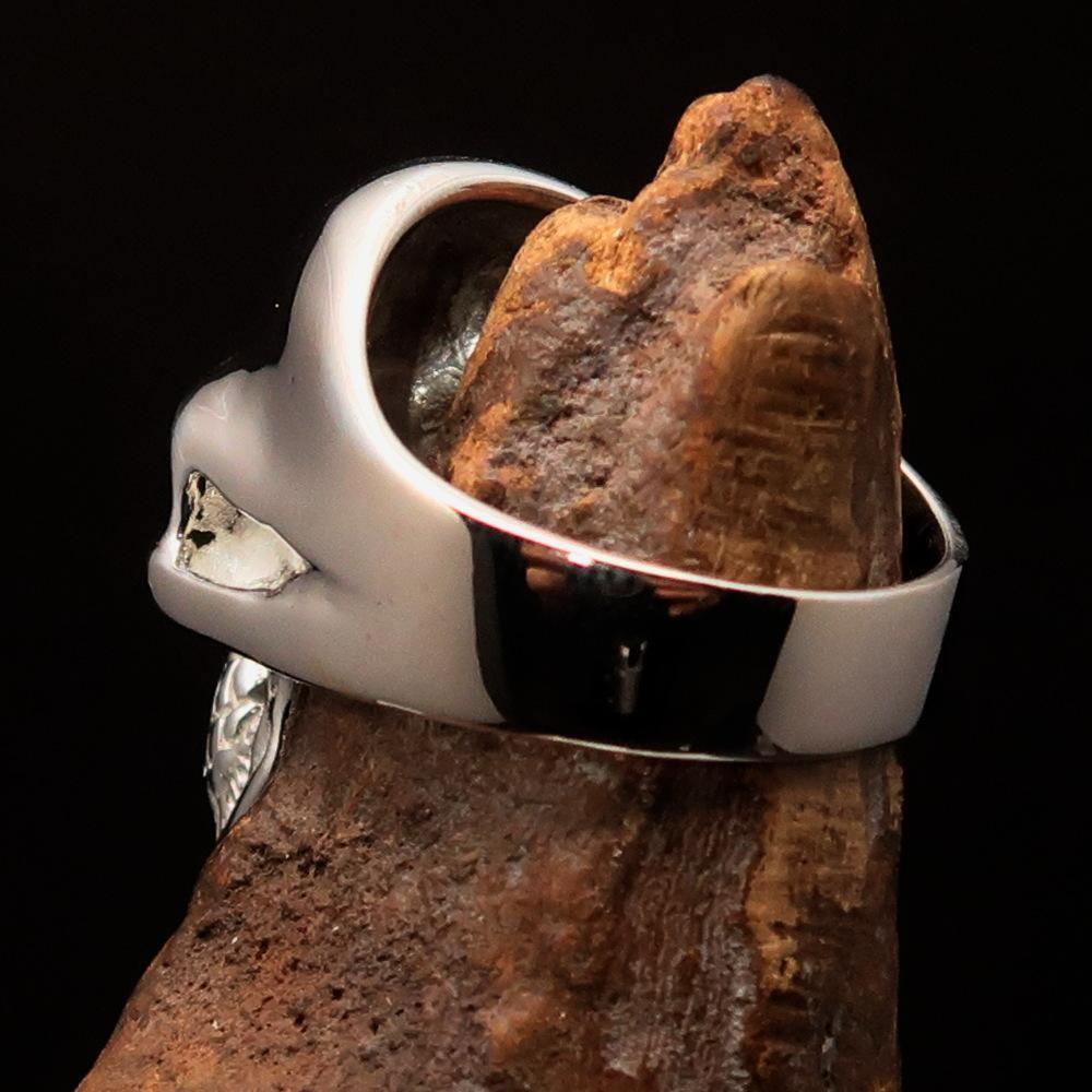 Excellent crafted Men's Masonic Ring red Archer Skull - Sterling Silver - BikeRing4u