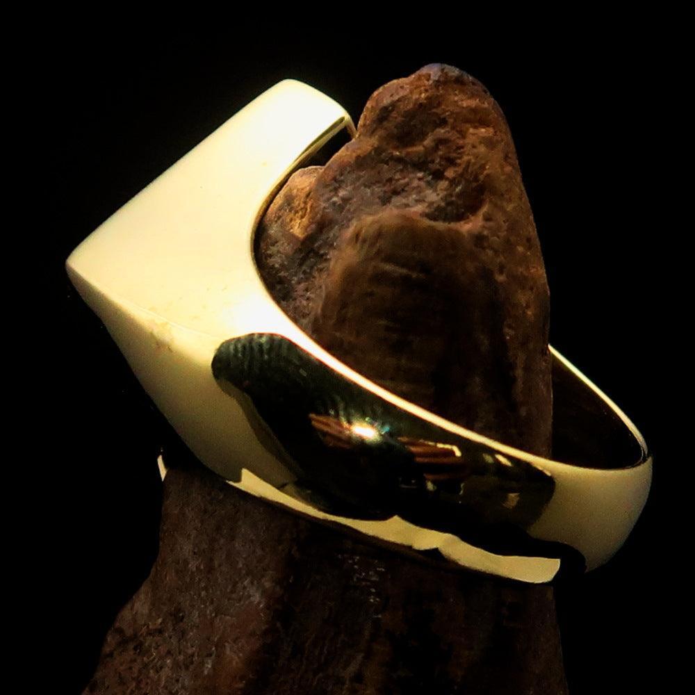 Excellent crafted Men's red Fleur de Lis Cross Ring - solid Brass - BikeRing4u