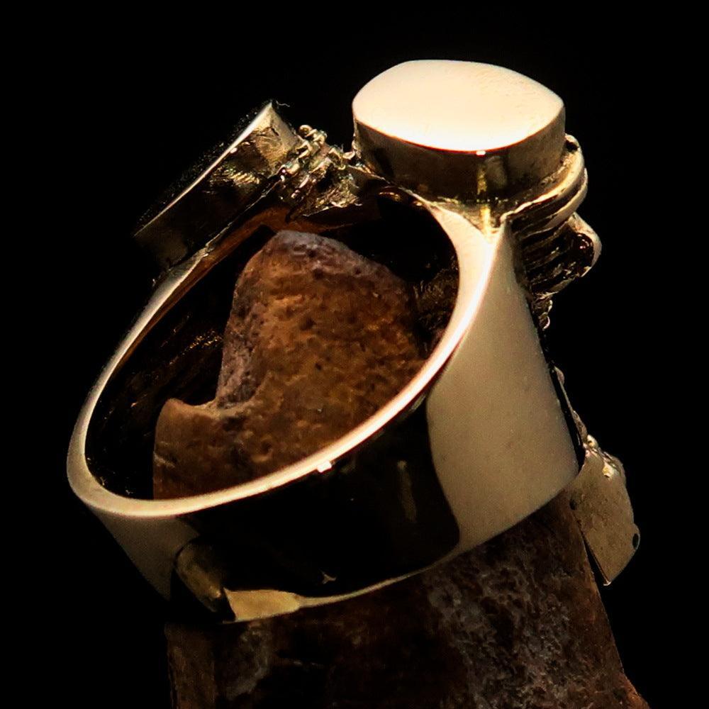 Excellent crafted Men's Panhead Engine Biker Ring - Solid Brass - BikeRing4u