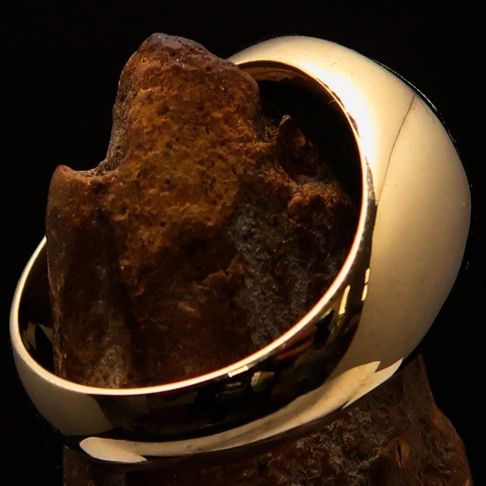 Perfectly crafted domed Men's Zodiac Cancer Ring Green - Solid Brass - BikeRing4u