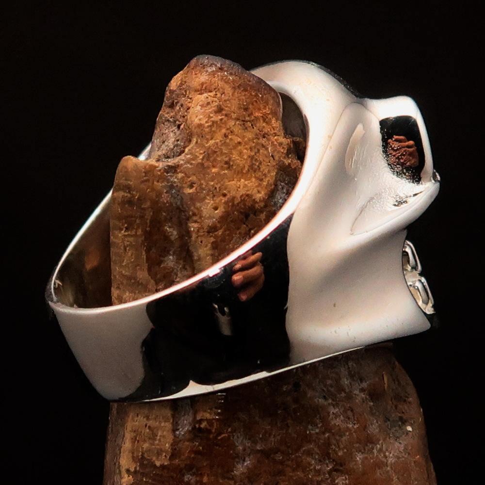 Excellent Crafted Men's green Number 13 Gnome Skull Ring - Sterling Silver - BikeRing4u