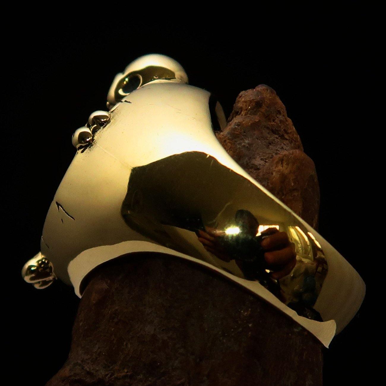 Excellent crafted Men's Skull Ring Bone Cross R.I.P - Solid Brass - BikeRing4u