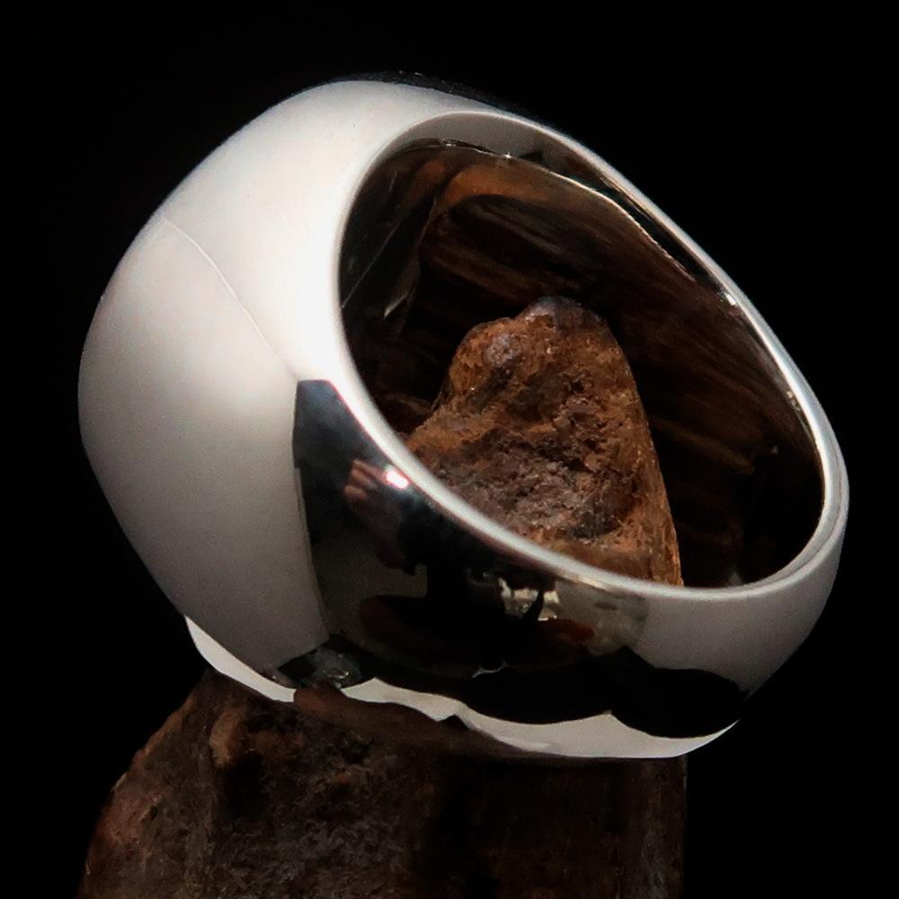 Excellent crafted Men's Pinky Ring Blue Pentagram - Sterling Silver - BikeRing4u