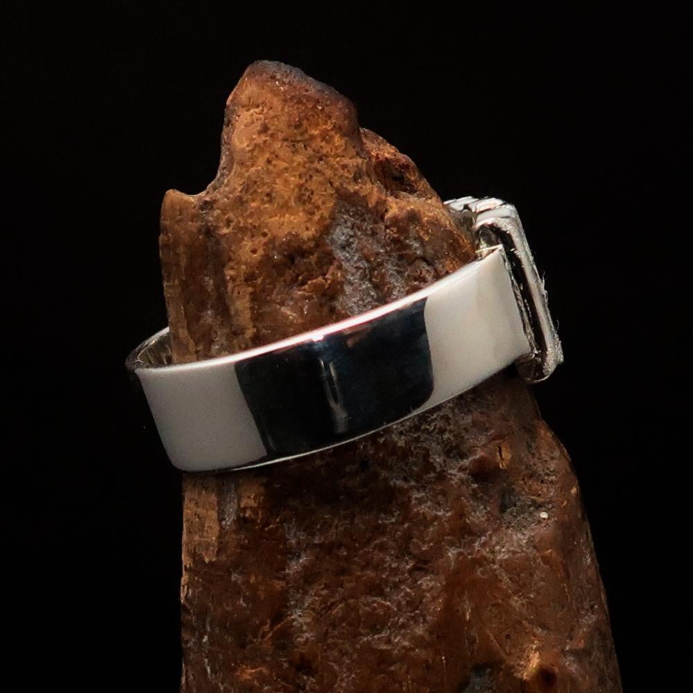Excellent crafted One Word BIKER Ring - Two-Tone Matte Sterling Silver - BikeRing4u