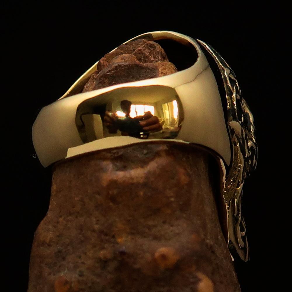 Excellent crafted Men's Celtic Skull Ring - Solid Brass - BikeRing4u