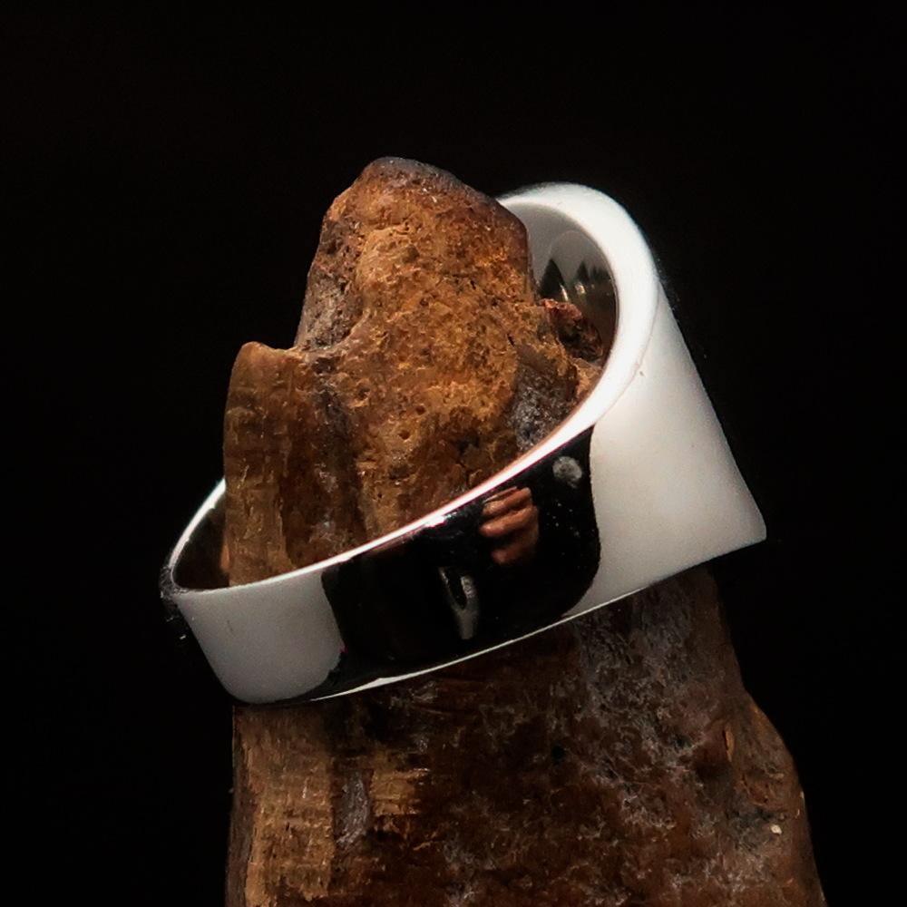 Excellent crafted Men's small red Egyptian Ankh Cross Ring - Sterling Silver - BikeRing4u