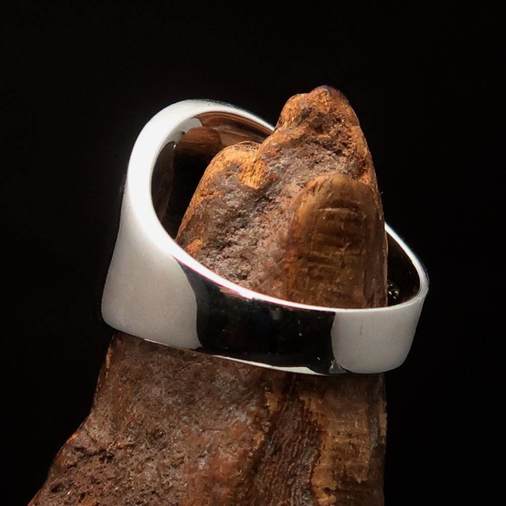 Excellent crafted Men's small red Egyptian Ankh Cross Ring - Sterling Silver - BikeRing4u