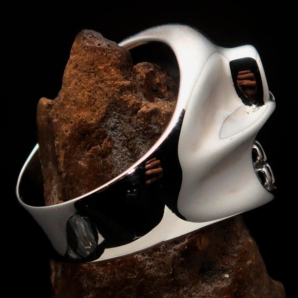 Excellent Crafted Men's Outlaw Red 1% er Gnome Skull Ring - Sterling Silver - BikeRing4u