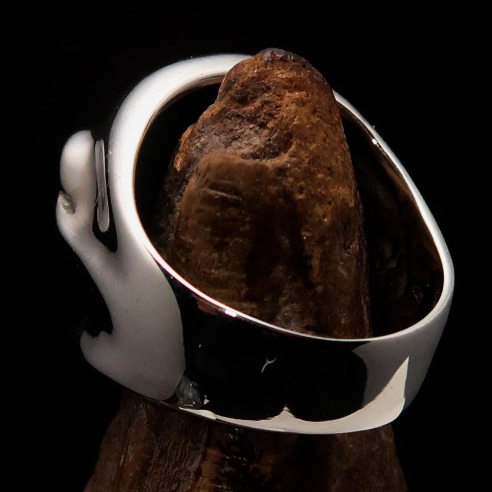 Excellent Crafted Men's Outlaw Red 1% er Gnome Skull Ring - Sterling Silver - BikeRing4u
