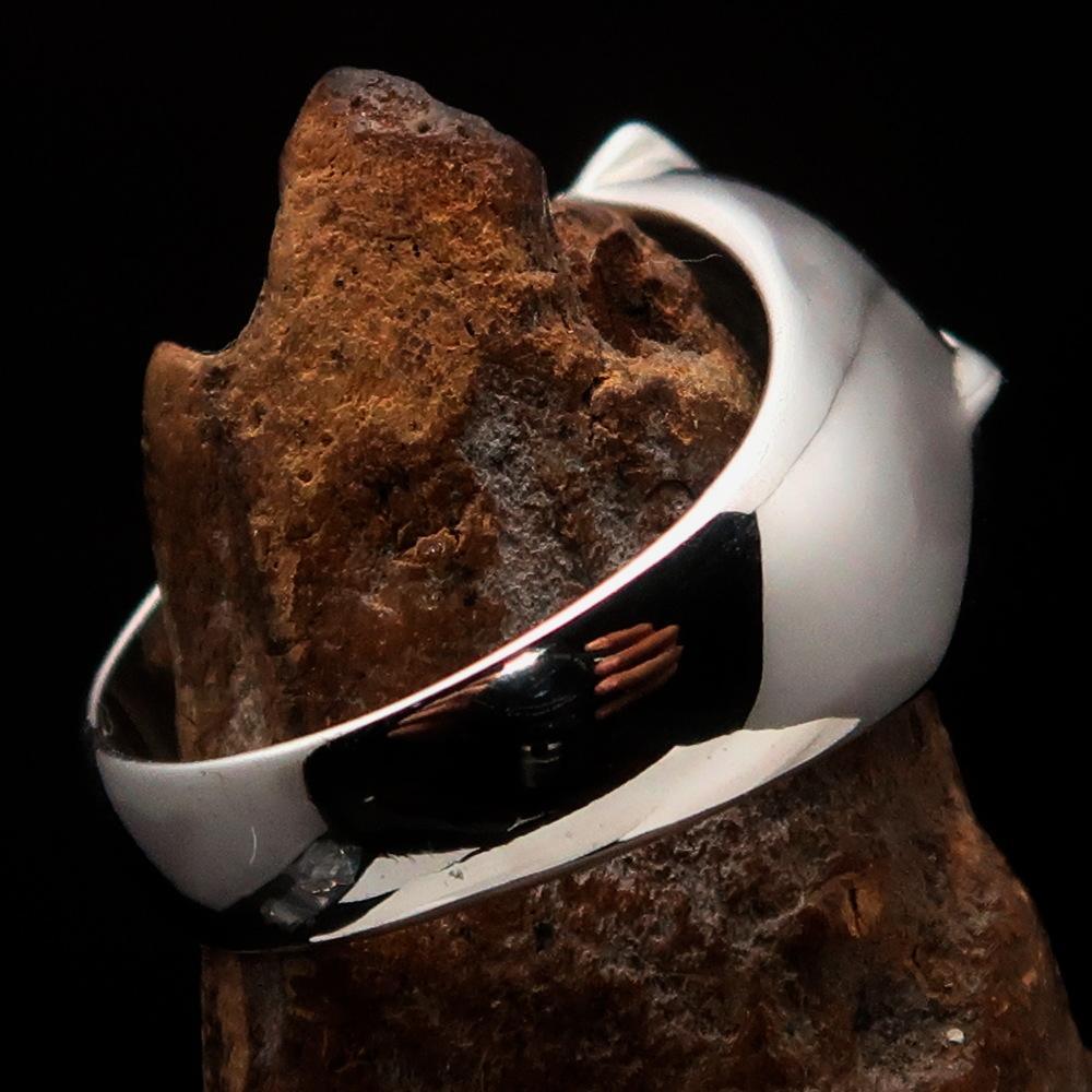 Mens Sterling Silver Ring Crossed Tibetan Thunderbolts - BikeRing4u