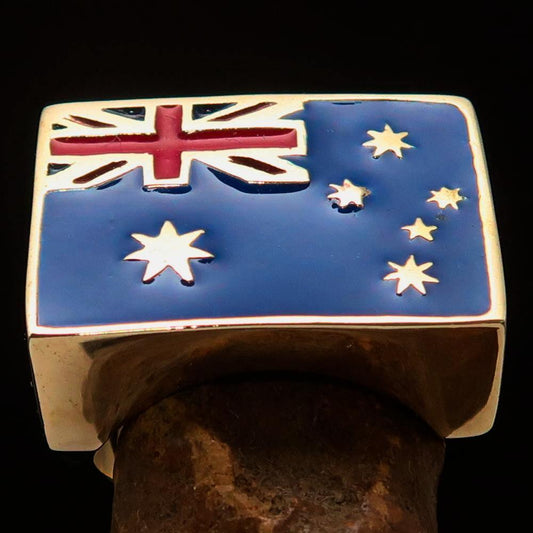 Perfectly crafted Men's Ring Flag of Australia - Solid Brass - BikeRing4u