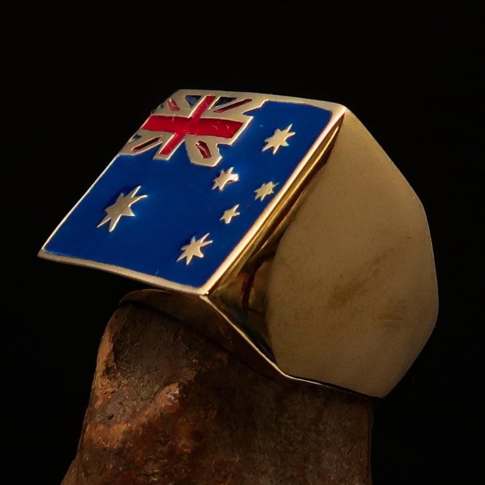 Perfectly crafted Men's Ring Flag of Australia - Solid Brass - BikeRing4u