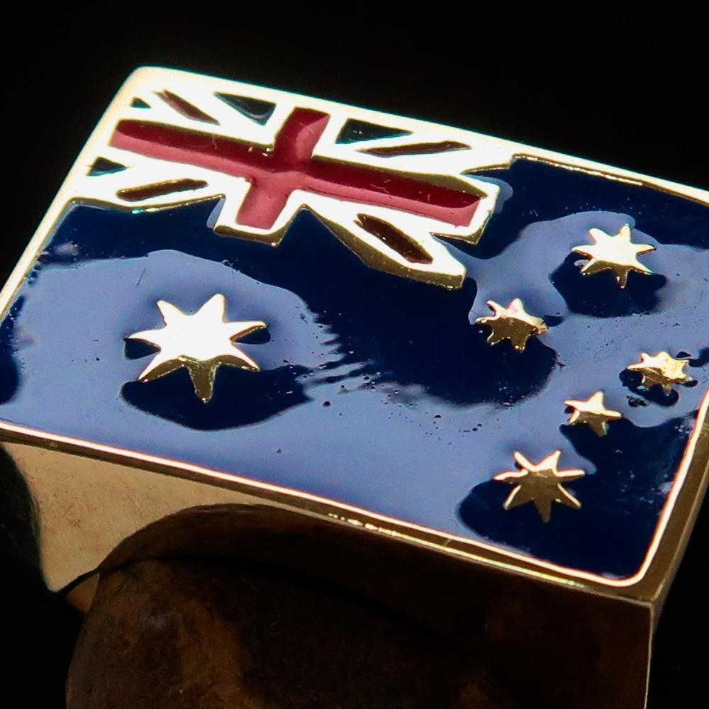 Perfectly crafted Men's Ring Flag of Australia - Solid Brass - BikeRing4u