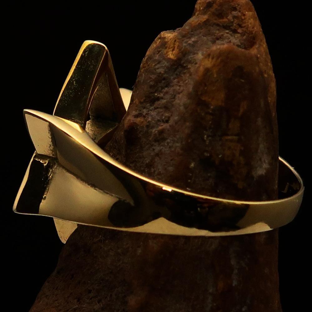 Excellent crafted Men's Aquarian Star Ring - Solid Brass - BikeRing4u