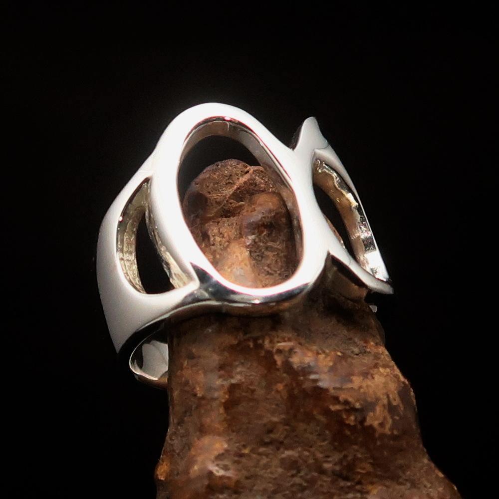 Men's Greek lower case Letter Initial Ring Alpha - Sterling Silver - BikeRing4u