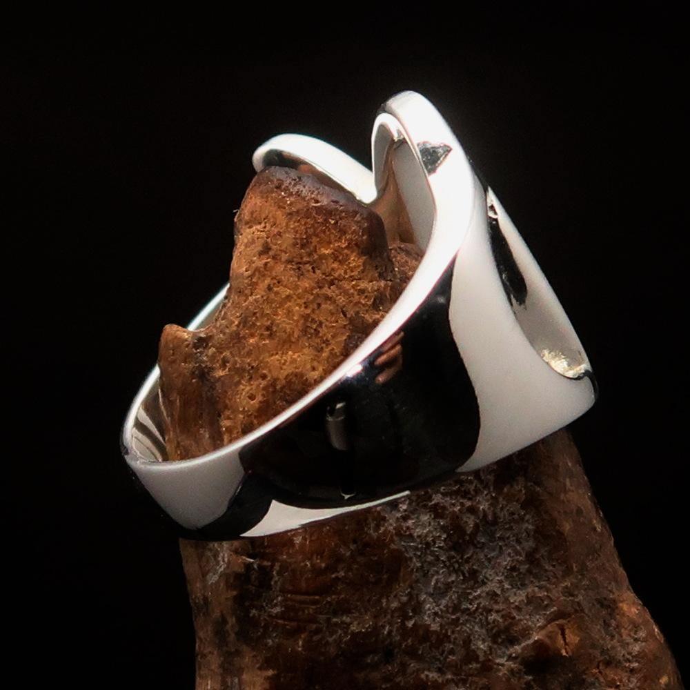 Men's Greek lower case Letter Initial Ring Alpha - Sterling Silver - BikeRing4u