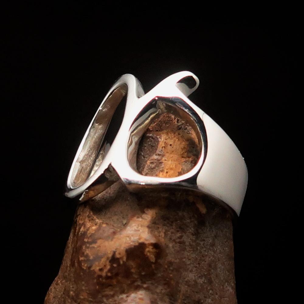 Men's Greek lower case Letter Initial Ring Alpha - Sterling Silver - BikeRing4u