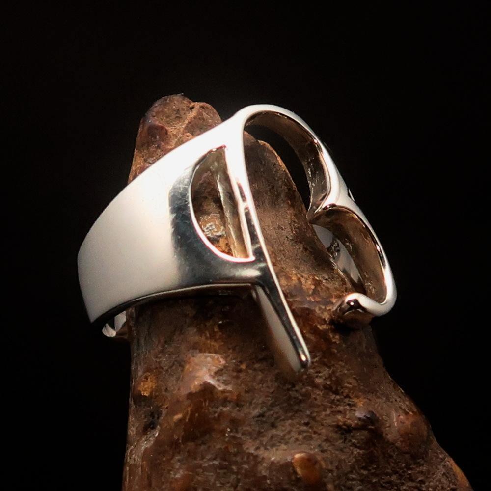Men's Greek lower case Letter Initial Ring Beta - Sterling Silver - BikeRing4u