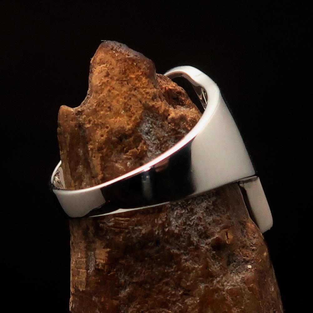 Men's Greek lower case Letter Initial Ring Beta - Sterling Silver - BikeRing4u
