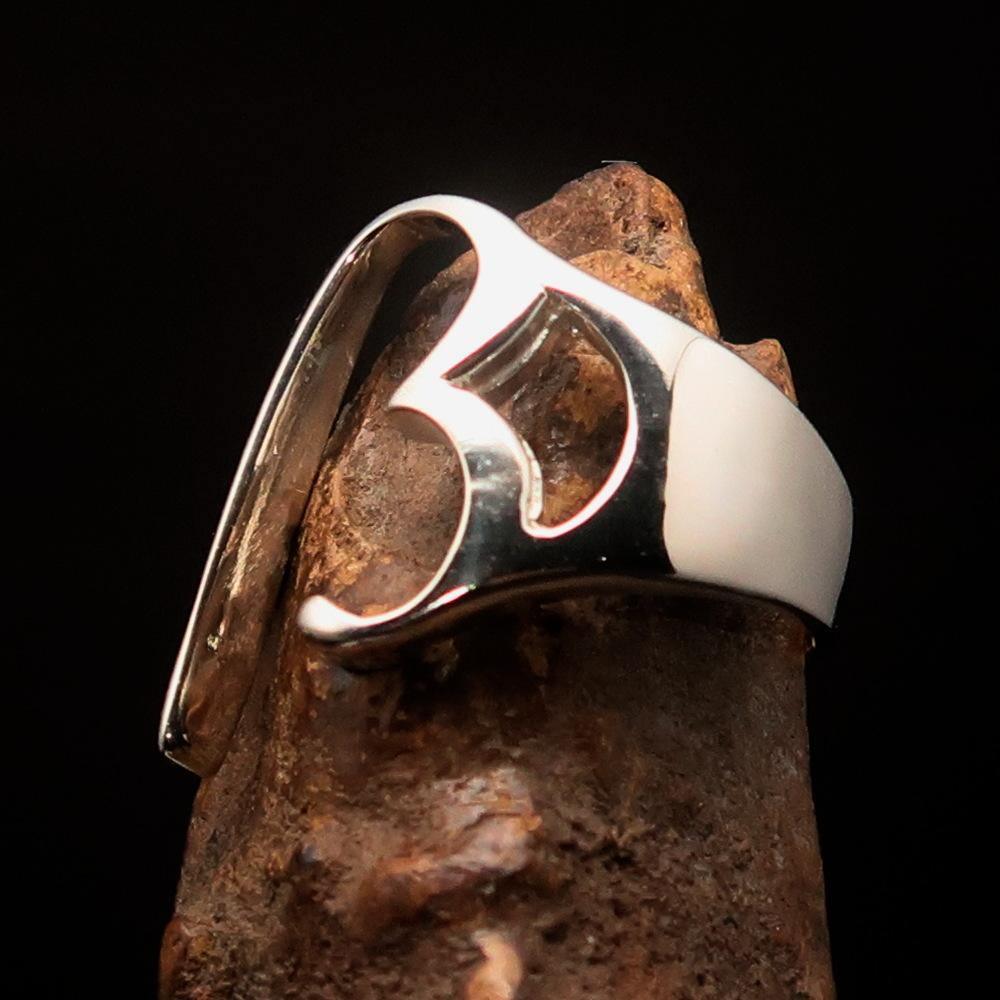 Men's Greek lower case Letter Initial Ring Beta - Sterling Silver - BikeRing4u