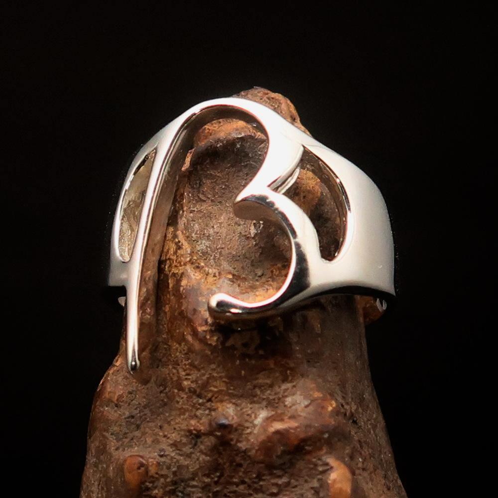 Men's Greek lower case Letter Initial Ring Beta - Sterling Silver - BikeRing4u