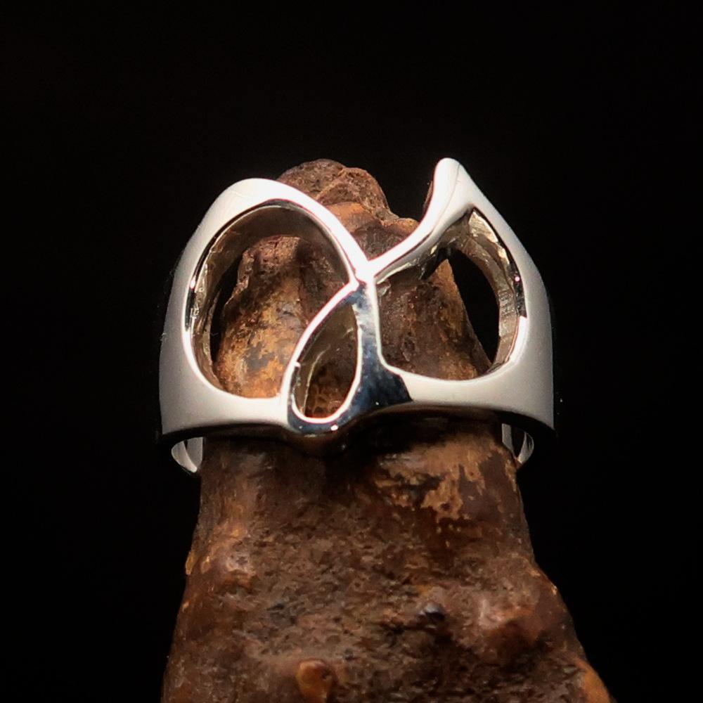 Men's Greek lower case Letter Initial Ring Gamma - Sterling Silver - BikeRing4u