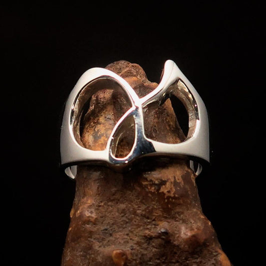 Men's Greek lower case Letter Initial Ring Gamma - Sterling Silver - BikeRing4u