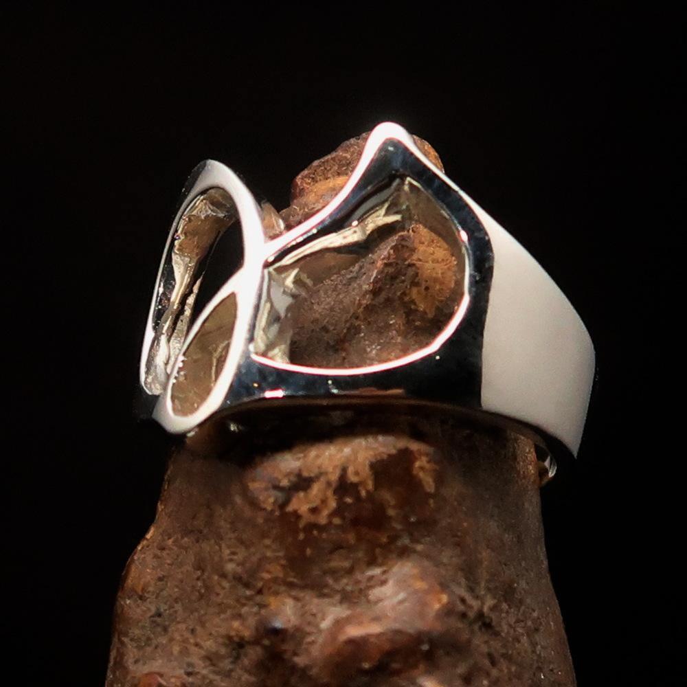Men's Greek lower case Letter Initial Ring Gamma - Sterling Silver - BikeRing4u