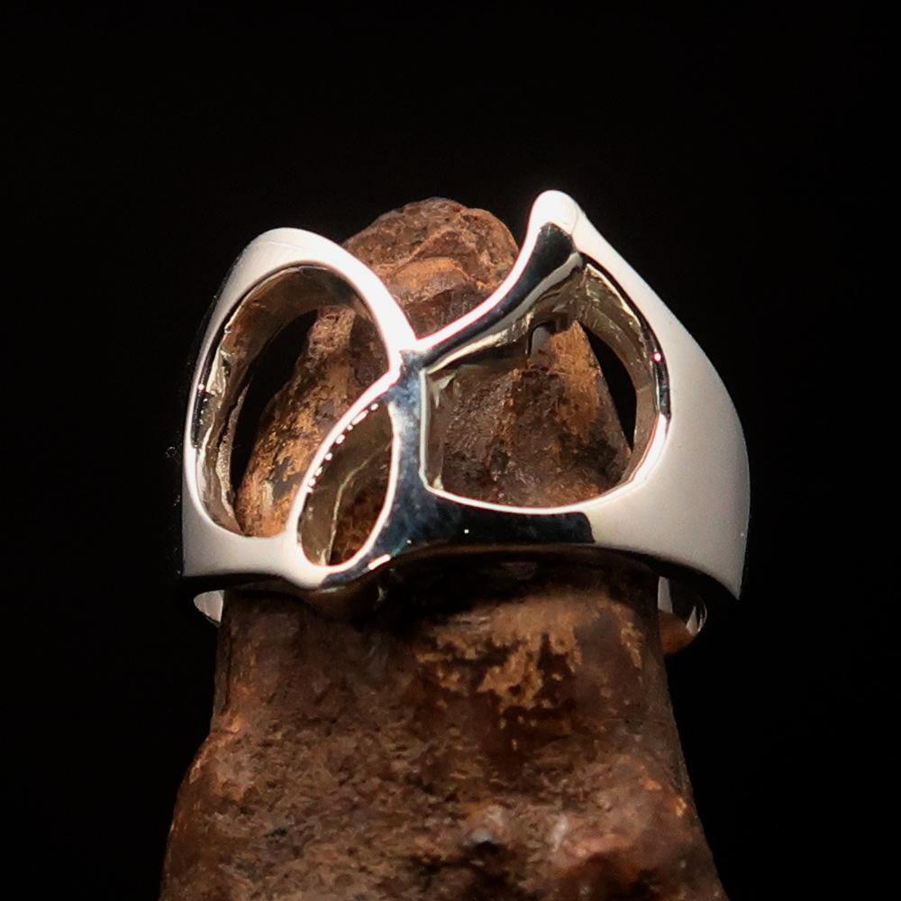 Men's Greek lower case Letter Initial Ring Gamma - Sterling Silver - BikeRing4u