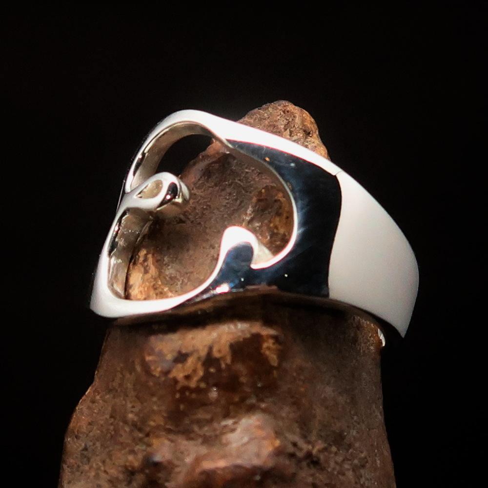 Men's Greek lower case Letter Initial Ring Epsilon - Sterling Silver - BikeRing4u