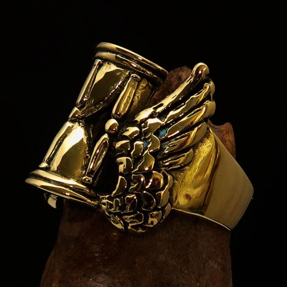 Excellent crafted Men's Medieval Ring Flying Time - Solid Brass - BikeRing4u