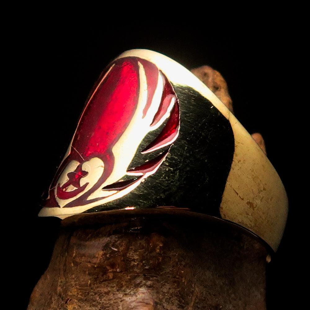 Nicely crafted Men's Claddagh Pinky Ring red winged heart Star Moon - solid Brass - BikeRing4u