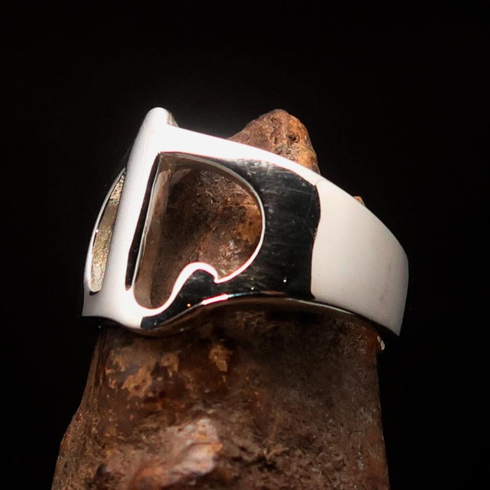 Men's Greek lower case Letter Initial Ring Iota - Sterling Silver - BikeRing4u
