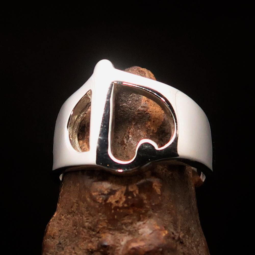 Men's Greek lower case Letter Initial Ring Iota - Sterling Silver - BikeRing4u