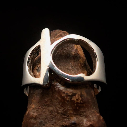 Men's Greek lower case Letter Initial Ring Kappa - Sterling Silver - BikeRing4u