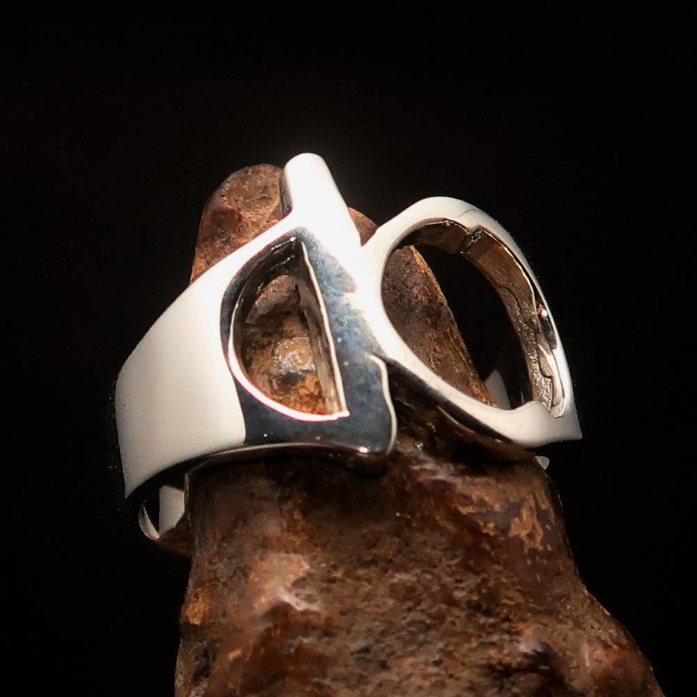 Men's Greek lower case Letter Initial Ring Kappa - Sterling Silver - BikeRing4u