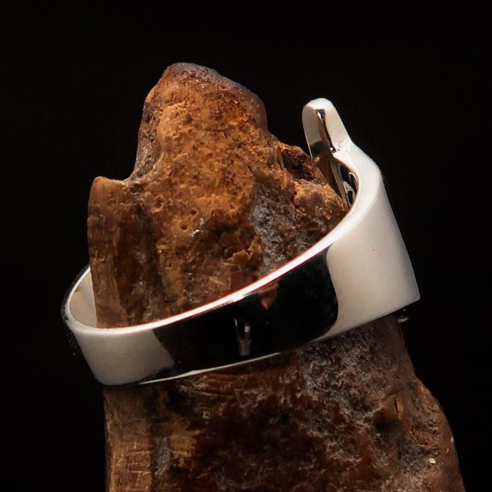 Men's Greek lower case Letter Initial Ring Kappa - Sterling Silver - BikeRing4u