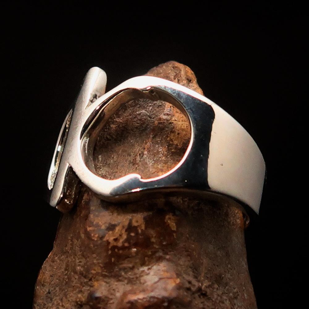 Men's Greek lower case Letter Initial Ring Kappa - Sterling Silver - BikeRing4u